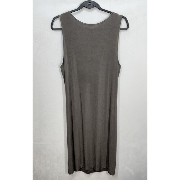 Chico Travelers Maxi Dress Size 2/Large Taupe Sleeveless Slinky Stretch Scoop - Picture 2 of 7